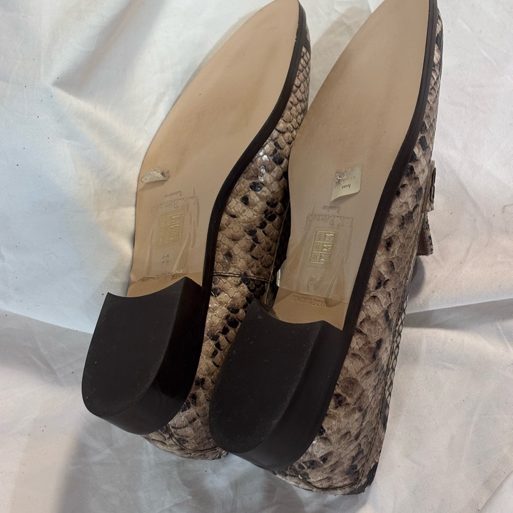 LK Bennett Python Pattern Loafers - Brown and Bla… - image 3